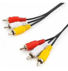 Кабель/ Кабель GoPower 3xRCA (m)-3xRCA (m) 5.0м ПВХ черный в пакете (1/50)