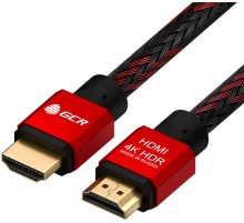 GCR Кабель 1.5m HDMI 2.0, BICOLOR нейлон, AL корпус красный, HDR 4:2:2, Ultra HD, 4K 60 fps 60Hz/5K*30Hz, 3D, AUDIO, 18.0 Гбит/с, 28AWG. GCR-52162