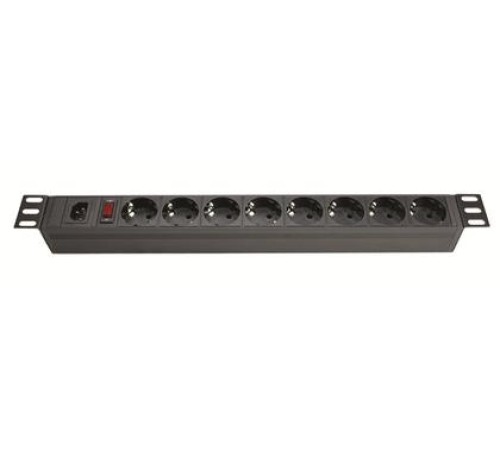 Блок распределения питания ДКС (PDU) 19" 10A свыключателем, Вых:8 хSchuko, Вх:С14 х 2м