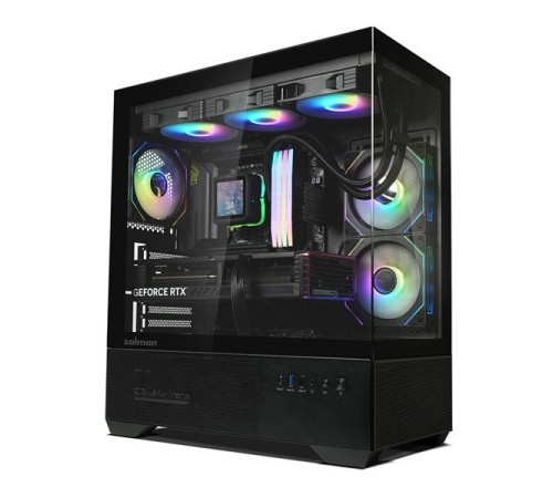 корпус ZALMAN CHRONIX, ATX, BLACK, WINDOW, 1xCombo (3.5’’ or 2.5’’), 1x3.5’’HDD, 2x2.5’’SSD, 1xUSB2.0, 1xUSB3.0, 1xUSB Type-C, SIDE 2x120mm ARGB, REAR 1x120mm ARGB