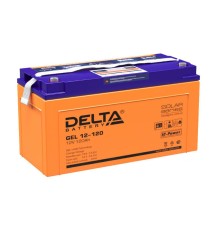 Батарея DELTA серия GEL, GEL 12-120, напряжение 12В, емкость 120Ач (разряд 10 часов),  макс. ток разряда (5 сек.) 950А, макс. ток заряда 24А, свинцово-кислотная типа AGM+GEL, клеммы под болт М8, ДxШxВ 406х172х223мм., вес 38.4кг., LCD, срок службы 10-12 ле