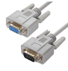 Greenconnect Удлинитель  0.5m  RS-232/RS-232 9M/9F Premium GCR-DB9CM2F-0.5m, серый 30 AWG