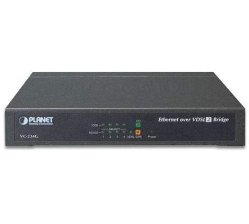 VC-234G конвертер Ethernet в VDSL2, внешний БП/ 4-Port 10/100/1000T Ethernet to VDSL2 Bridge - 30a profile w/ G.vectoring, RJ11