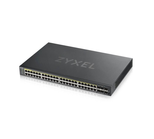 Коммутатор/ ZYXEL GS1920-48HPv2 Hybrid Smart switch PoE+ ZYXEL Nebula Flex, 44xGE PoE+, 4xCombo (SFP/RJ-45 PoE+), 2xSFP, budget PoE 375W, Standalone / cloud management