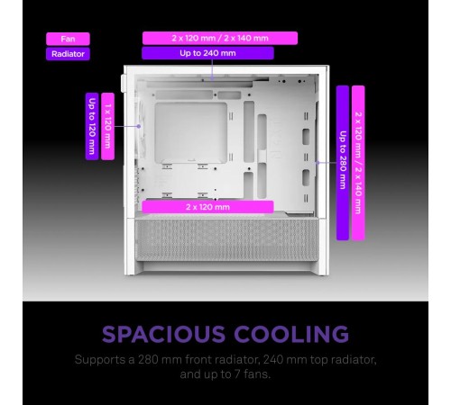 Корпус без блока питания/ Case NZXT H3 Flow (2025), Midi-Tower, TG, 1x120mm, 1xUSB-A 3.2 + 1xUSB-C 3.2, mATX, mITX White