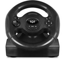 Руль SVEN GC-W300 (педали, вибро, лепестки, D-pad, 10 кл, резин. вставки, PC, цифр. и аналог.)