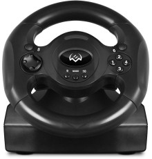 Руль SVEN GC-W300 (педали, вибро, лепестки, D-pad, 10 кл, резин. вставки, PC, цифр. и аналог.)