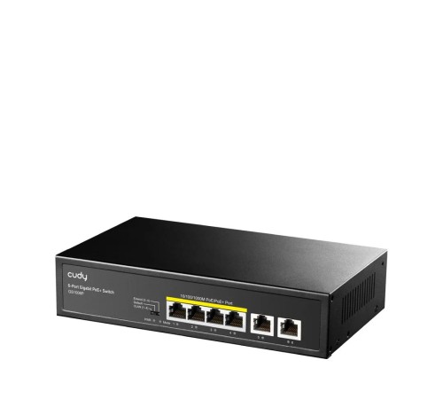 Коммутатор/ 6-Port 10/100/1000M PoE+ Switch, 4-Port 10/100/1000 BASE-T Gigabit PoE+ ports, 2-Port 10/100/1000 BASE-T Gigabit Uplink ports,  802.3at/af, VLAN mode support for port #1 ~ #4, Extend mode support for port #3 ~ #4, Fanless, ±4KV Surge Protectio