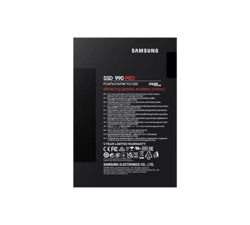 Твердотельный накопитель/ Samsung SSD 990 PRO, 1000GB, M.2(22x80mm), NVMe 2.0, PCIe 4.0 x4, V-NAND TLC, R/W 7450/6900MB/s, IOPs 1 200 000/1 550 000, DRAM buffer 1024MB, TBW 600, DWPD 0.33, with Heatsink (12 мес.) Твердотельный накопитель/ Samsung SSD 990 PRO, 1000GB, M.2(22x80mm), NVMe 2.0, PCIe 4.0 x4, V-NAND TLC, R/W 7450/6900MB/s, IOPs 1 200 000/1 550 000, DRAM buffer 1024MB, TBW 600, DWPD 0.33, with Heatsink (12 мес.)