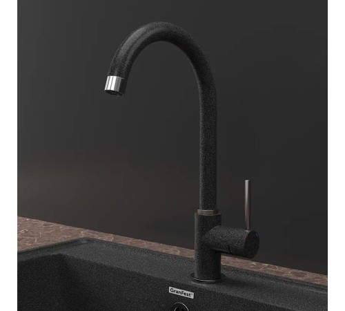 Смеситель GRANFEST 3650 graphite смеситель для кухни, U-образный, материал: нержавеющая сталь, поворотный излив, цвет графит