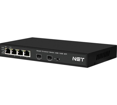 Коммутатор Gigabit Ethernet/ Коммутатор Gigabit Ethernet на 4 RJ45 + 2 SFP. Порты: 4 x GE (10/100/1000Base-T), 2 x GE SFP (1000Base-FX). В комплекте БП DC12V(1A). Встроенная грозозащита 3кВ.  Размеры (ШхВхГ): 210x28x85мм. Рабочая температура: -10…+55°С.