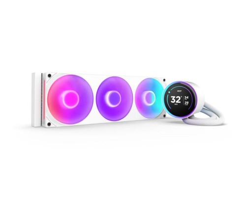 Система жидкостного охлаждения для ПК/ Water Cooling System NZXT Kraken Elite 360 RGB (270W, 360mm, LED temp., White, RGB/ Fans: 1xF360 RGB Core Fan, 75.12CFM, 30dBA, 2400RPM/ Pump height 65mm, 2800RPM, Rad thickness 27mm/ S: 1851, 1700, 1200, 115X, AM5, Система жидкостного охлаждения для ПК/ Water Cooling System NZXT Kraken Elite 360 RGB (270W, 360mm, LED temp., White, RGB/ Fans: 1xF360 RGB Core Fan, 75.12CFM, 30dBA, 2400RPM/ Pump height 65mm, 2800RPM, Rad thickness 27mm/ S: 1851, 1700, 1200, 115X, AM5,