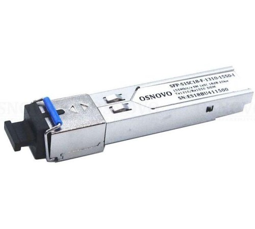 Трансивер/ OSNOVO Оптический SFP модуль промышленный, SC, одно волокно SM,  Tx:1310/Rx:1550, до 155мбит/с, до 20 км