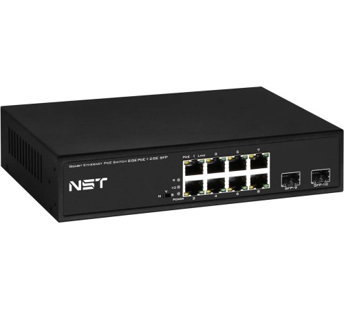 PoE коммутатор Fast Ethernet/ PoE коммутатор Gigabit Ethernet на 8 RJ45 + 2 SFP порта. Порты: 8 х GE (10/100/1000 Base-T) с поддержкой PoE (IEEE 802.3af/at), 2 x GE SFP (1000 Base-T). Соответствует стандартам PoE IEEE 802.3af/at. Автоматическое определени PoE коммутатор Fast Ethernet/ PoE коммутатор Gigabit Ethernet на 8 RJ45 + 2 SFP порта. Порты: 8 х GE (10/100/1000 Base-T) с поддержкой PoE (IEEE 802.3af/at), 2 x GE SFP (1000 Base-T). Соответствует стандартам PoE IEEE 802.3af/at. Автоматическое определени