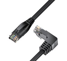 GCR Патч-корд прямой 20.0m UTP кат.5e, черный, верхний угол, литой, ethernet high speed, RJ45, T568B
