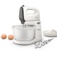 Миксер Philips/ 450 Вт, 5 скоростей + турбо режим, вращающаяся чаша, 3 л, венчики для взбивания, крюки для теста, белый/серый
