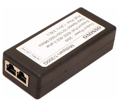 Инжектор/ OSNOVO PoE-инжектор Gigabit Ethernet на 1 порт, мощность PoE - до 30W Инжектор/ OSNOVO PoE-инжектор Gigabit Ethernet на 1 порт, мощность PoE - до 30W