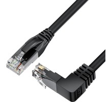 GCR Патч-корд прямой 1.5m UTP кат.5e, черный, нижний угол, литой, ethernet high speed, RJ45, T568B
