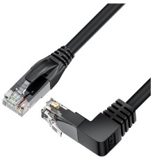 GCR Патч-корд прямой 1.5m UTP кат.5e, черный, нижний угол, литой, ethernet high speed, RJ45, T568B