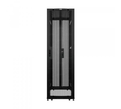 19" Напольный серверный шкаф NTSS DS 48U 800х1200 мм, двойные боковые стенки, панель потолка с 4-я вводами, дверь перфорированная, дверь перфорированная двухстворчатая, регулируемые опоры, ролики, заземление, черный RAL 9005