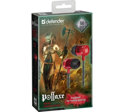 Defender Гарнитура для смартфонов Pollaxe черный + красный, кабель 1,2 м