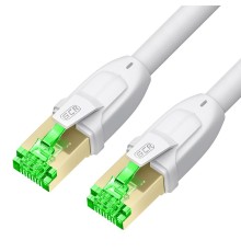 GCR Патч-корд LSZH PROF кат.8 ethernet  5.0m SF/FTP, RJ45, медь, 40 Гбит/с, 26 AWG, белый, литой, экранированные коннекторы 24K GOLD