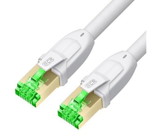 GCR Патч-корд LSZH PROF кат.8 ethernet  5.0m SF/FTP, RJ45, медь, 40 Гбит/с, 26 AWG, белый, литой, экранированные коннекторы 24K GOLD