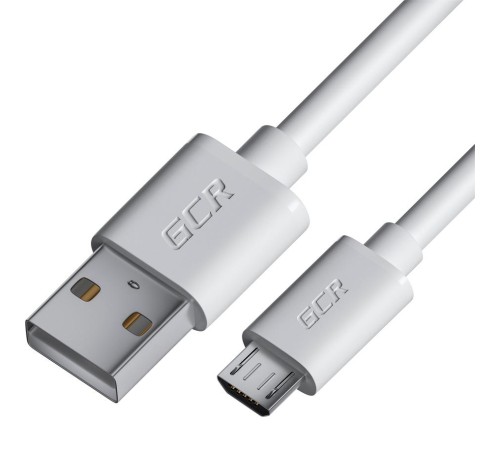 GCR Кабель 0.5m MicroUSB, белый, быстрая зарядка, 28/24 AWG, GCR-53230