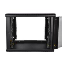 Шкаф ЦМО Шкаф телекоммуникационный настенный разборный ЭКОНОМ 9U (600х520) дверь стекло, цвет черный