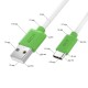 GCR QC Кабель 0.25m, TypeC, быстрая зарядка, белый TPE, зеленые коннекторы, 28/22 AWG, GCR-53039
