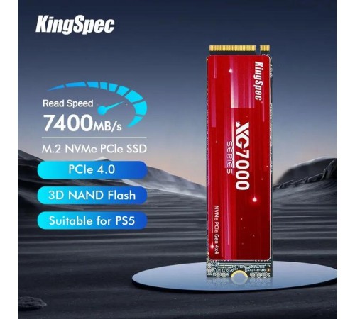 Твердотельный накопитель/ Kingspec SSD XG7000 2280, 2048GB, M.2(22x80mm), NVMe, PCIe 4.0 x4, 3D NAND, R/W 7400/6400MB/s, IOPs 700 000/600 000, TBW 1200, DWPD 0.89, with Heat Sink (3 года) Твердотельный накопитель/ Kingspec SSD XG7000 2280, 2048GB, M.2(22x80mm), NVMe, PCIe 4.0 x4, 3D NAND, R/W 7400/6400MB/s, IOPs 700 000/600 000, TBW 1200, DWPD 0.89, with Heat Sink (3 года)
