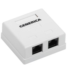  Розетка инф. настенная RJ45 кат. 5Е UTP 2 порта GENERICA