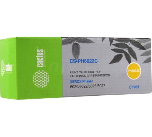 -/ Картридж лазерный Cactus CS-PH6022C 106R02760 голубой (1000стр.) для Xerox Phaser 6020/6022/WC6025/6