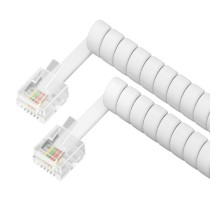 GCR Телефонный шнур удлинитель для аппарата витой 2.0m 6P4C (jack 6p4c - jack 6p4c) белый, GCR-54851