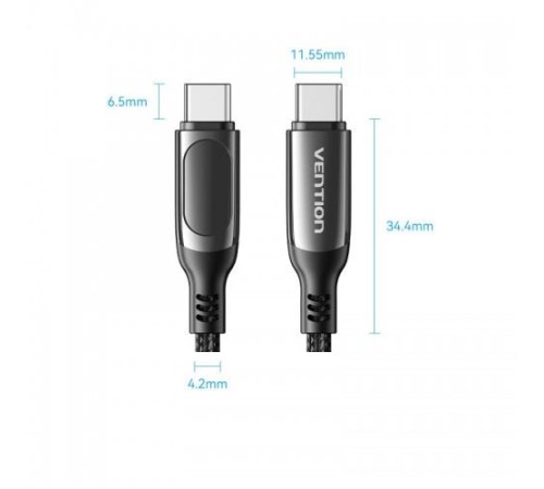 Кабель Vention USB 2.0 CM/CM с LED дисплеем - 1.2м. Чёрный 5А PD100W, шт.