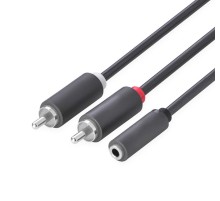 GCR Кабель-переходник аудио 2.0m jack 3,5mm / 2 х RCA , черный, F/M, GCR-51843