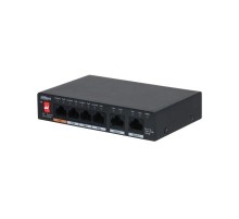 Коммутатор DAHUA 4-портовый неуправляемый коммутатор с РоЕ Порты: 4 RJ45 10/100/1000Мбит/с (PoE/PoE+/Hi-PoE), 2 RJ45 10/100/1000Мбит/с (uplink); мощность PoE: 1 до 60Вт, порты: 2~4 до 30Вт, суммарно до 60Вт; PoE
