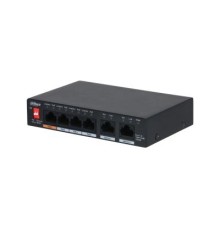 Коммутатор DAHUA 4-портовый неуправляемый коммутатор с РоЕ Порты: 4 RJ45 10/100/1000Мбит/с (PoE/PoE+/Hi-PoE), 2 RJ45 10/100/1000Мбит/с (uplink); мощность PoE: 1 до 60Вт, порты: 2~4 до 30Вт, суммарно до 60Вт; PoE