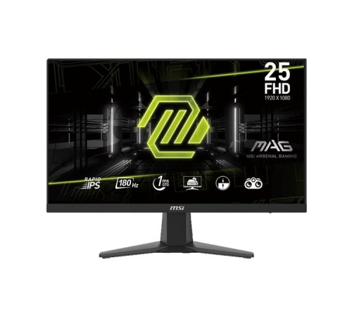 Монитор MSI MAG 256F 24,5" 16:9 FHD(1920x1080) Rapid IPS Flat,1ms(GTG),1000:1,100M:1,250nit,178/178,2xHDMI 2.0,1xDP 1.2, Tilt,VESA,180HZ,Black,1y war-ty