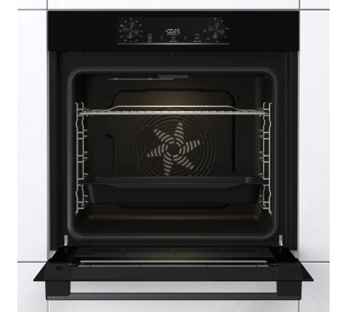 Встраиваемые электрические духовки GORENJE/ Духовой шкаф, Полезный объем: 77 л, Стандартный шарнир дверцы, Решетка, Съемные направляющие, Дверца CompactDoor: 2 стекла + 1 термослой, Габаритные размеры (вхшхг): 59,5 × 59,5 × 56,4 см, Вес (брутто/нетто): 31
