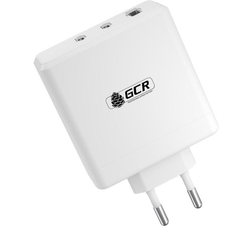 GCR Сетевое зарядное устройство 100W, 1 USB + 2 TypeC, GaN Tech Quick Charger, PD 3.0, белый GCR Сетевое зарядное устройство 100W, 1 USB + 2 TypeC, GaN Tech Quick Charger, PD 3.0, белый