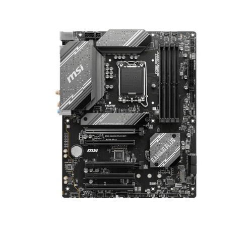 Материнская плата MSI B760 GAMING PLUS WIFI DDR5 S1700, B760, 4xDDR5 DIMM, 2PCI-Ex16, 4SATA3, 7.1-ch, 2.5GLAN, 7 USB 3.2, 2 USB Type-C, HDMI, DP, mATX RTL