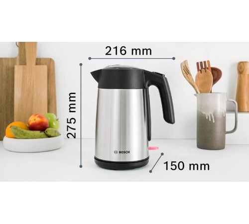 Чайник BOSCH/ Цвет: стальной, черный, 2400 Ватт, скрытый нагр.элемент, 1.7 л Чайник BOSCH/ Цвет: стальной, черный, 2400 Ватт, скрытый нагр.элемент, 1.7 л