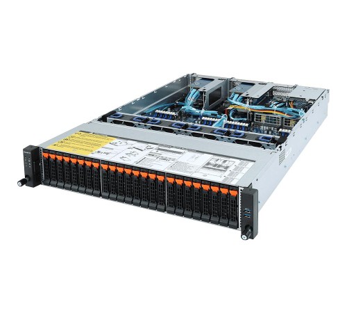 Серверная платформа Gigabyte R282-Z92 - 2U, 2*Socket SP3 (AMD EPYC 7002), 32*DDR4 DIMM, 24*2.5" NVMe HS + 2*2.5" SATA rear + 1*M.2, 2*PCIe x8 Gen4, 2*1Gb/s (Intel I350-AM2) + 1*Mgmt LAN, Aspeed AST2500, 2*1600W 80+ Platinum RPSU/ Gigabyte R282-Z Серверная платформа Gigabyte R282-Z92 - 2U, 2*Socket SP3 (AMD EPYC 7002), 32*DDR4 DIMM, 24*2.5" NVMe HS + 2*2.5" SATA rear + 1*M.2, 2*PCIe x8 Gen4, 2*1Gb/s (Intel I350-AM2) + 1*Mgmt LAN, Aspeed AST2500, 2*1600W 80+ Platinum RPSU/ Gigabyte R282-Z