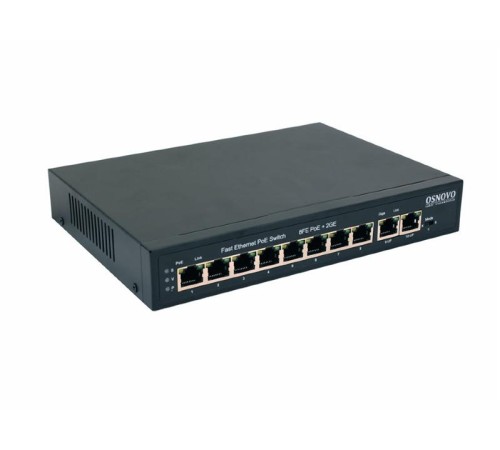 PoE Коммутатор OSNOVO SW-20820(120W) PoE коммутатор Fast Ethernet на 10 RJ45 портов. Порты: 1 x FE (10/100Base-T) с PoE (до 60W, A+B) + 7 x FE (10/100Base-T) с PoE (до 30W), 2 x GE (10/100/1000 Base-T). Соответствуе PoE Коммутатор OSNOVO SW-20820(120W) PoE коммутатор Fast Ethernet на 10 RJ45 портов. Порты: 1 x FE (10/100Base-T) с PoE (до 60W, A+B) + 7 x FE (10/100Base-T) с PoE (до 30W), 2 x GE (10/100/1000 Base-T). Соответствуе