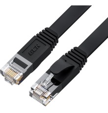 GCR Патч-корд PROF плоский прямой 5.0m, UTP медь кат.6, черный, 30 AWG, ethernet high speed 10 Гбит/с, RJ45, T568B, GCR-52874