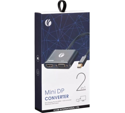 Кабель-переходник/ Кабель-переходник miniDisplayPort(M) ---> HDMI(F)+VGA(F)4K@30Hz VCOM Allum shell<CG646M-0.15> Кабель-переходник/ Кабель-переходник miniDisplayPort(M) ---> HDMI(F)+VGA(F)4K@30Hz VCOM Allum shell<CG646M-0.15>