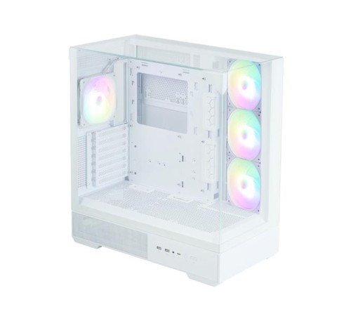 корпус ZALMAN P40 Prism Plus, ATX, WHITE, WINDOW, 3xCombo (3.5'' or 2.5"), 1xUSB TYPE-C, 2xUSB3.0, SIDE 3x120mm ARGB, REAR 1x120mm ARGB