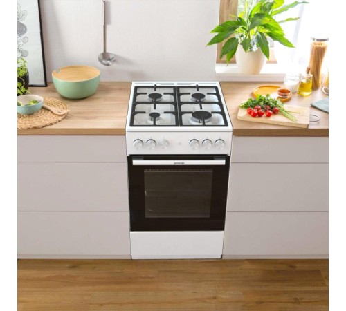 Плита GORENJE/ Газовая плита, 70 л, 85х50х59.4 см, 4 конфорки, белый цвет