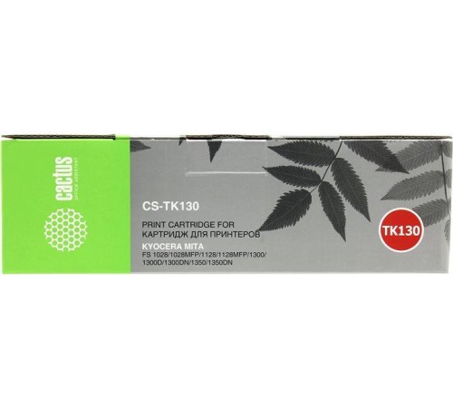 -/ Картридж лазерный Cactus CS-TK130 TK-130 черный (7200стр.) для Kyocera Mita FS-1028MFP/1128MFP/1300D